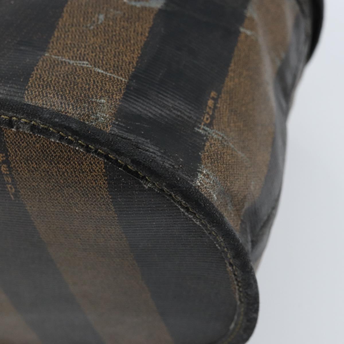 FENDI Pecan Canvas Vanity Pouch PVC Black Brown Auth kk639