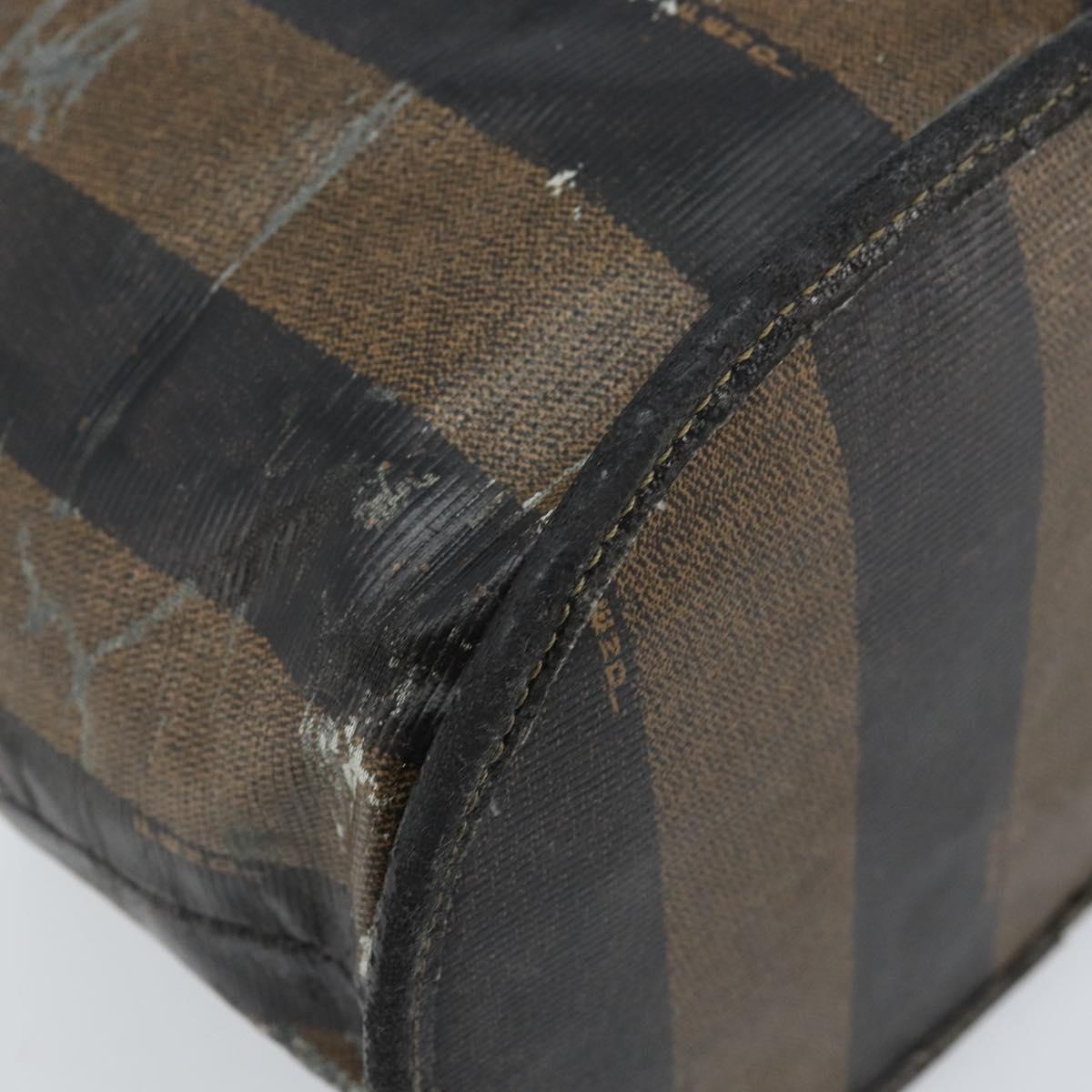 FENDI Pecan Canvas Vanity Pouch PVC Black Brown Auth kk639