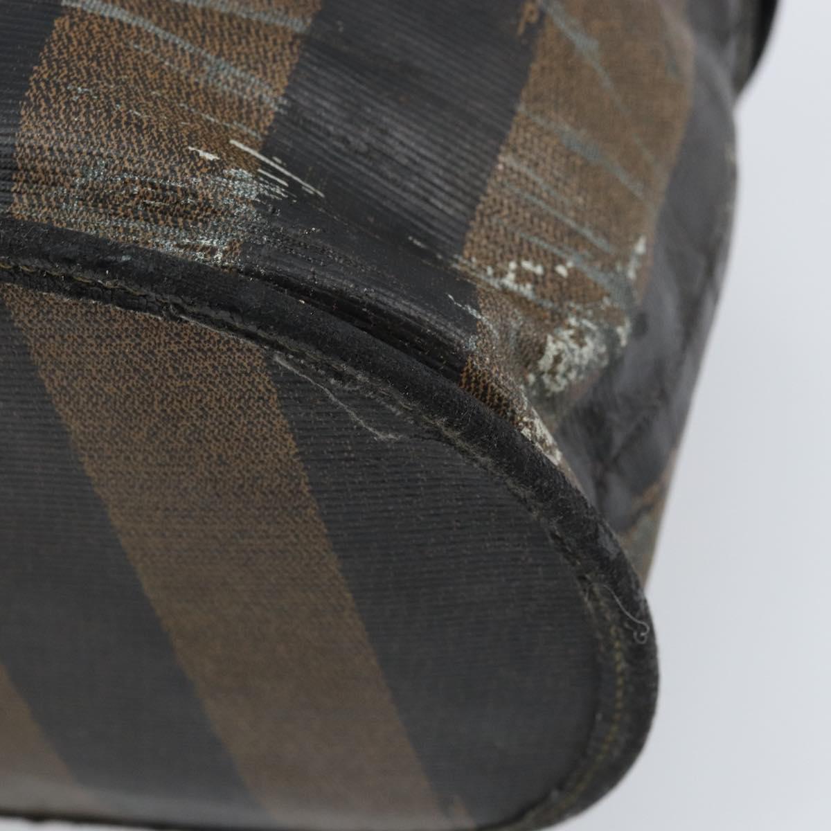 FENDI Pecan Canvas Vanity Pouch PVC Black Brown Auth kk639