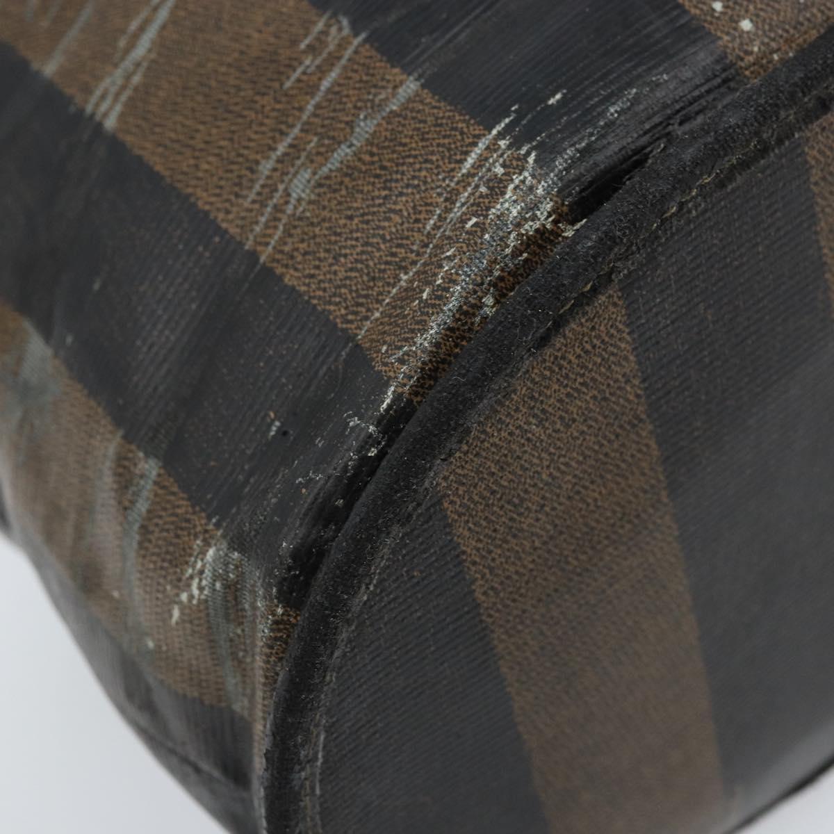 FENDI Pecan Canvas Vanity Pouch PVC Black Brown Auth kk639