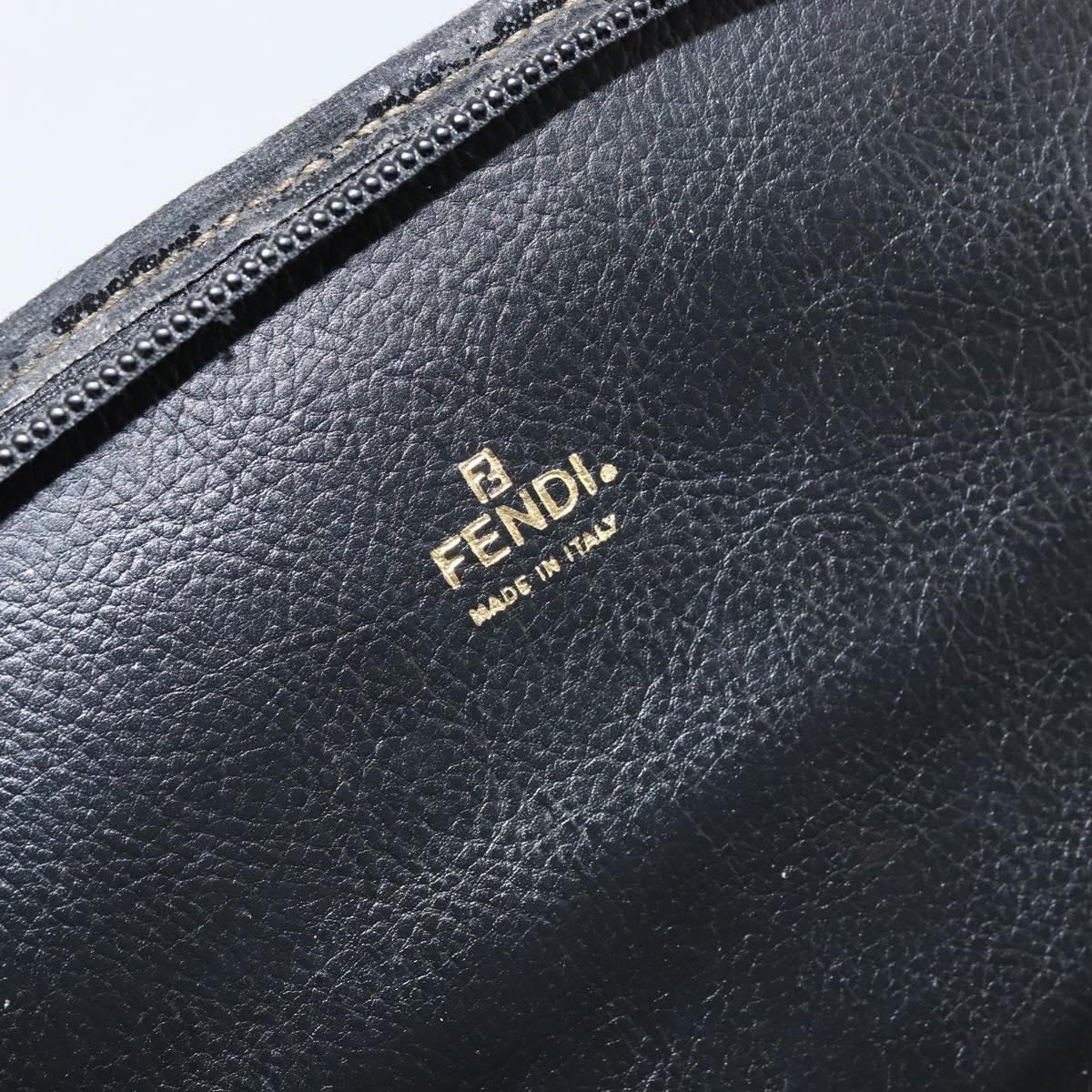 FENDI Pecan Canvas Vanity Pouch PVC Black Brown Auth kk639