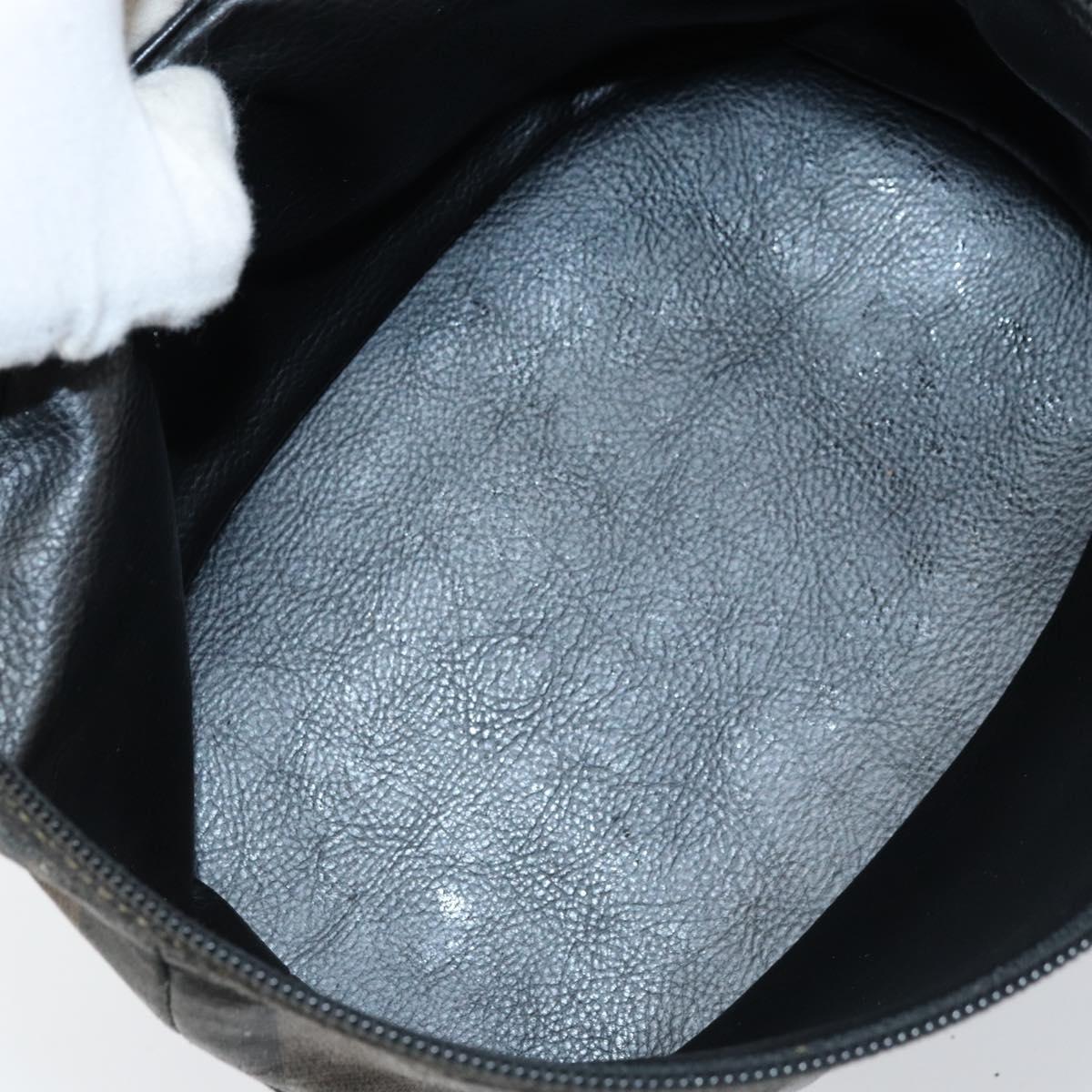 FENDI Pecan Canvas Vanity Pouch PVC Black Brown Auth kk639