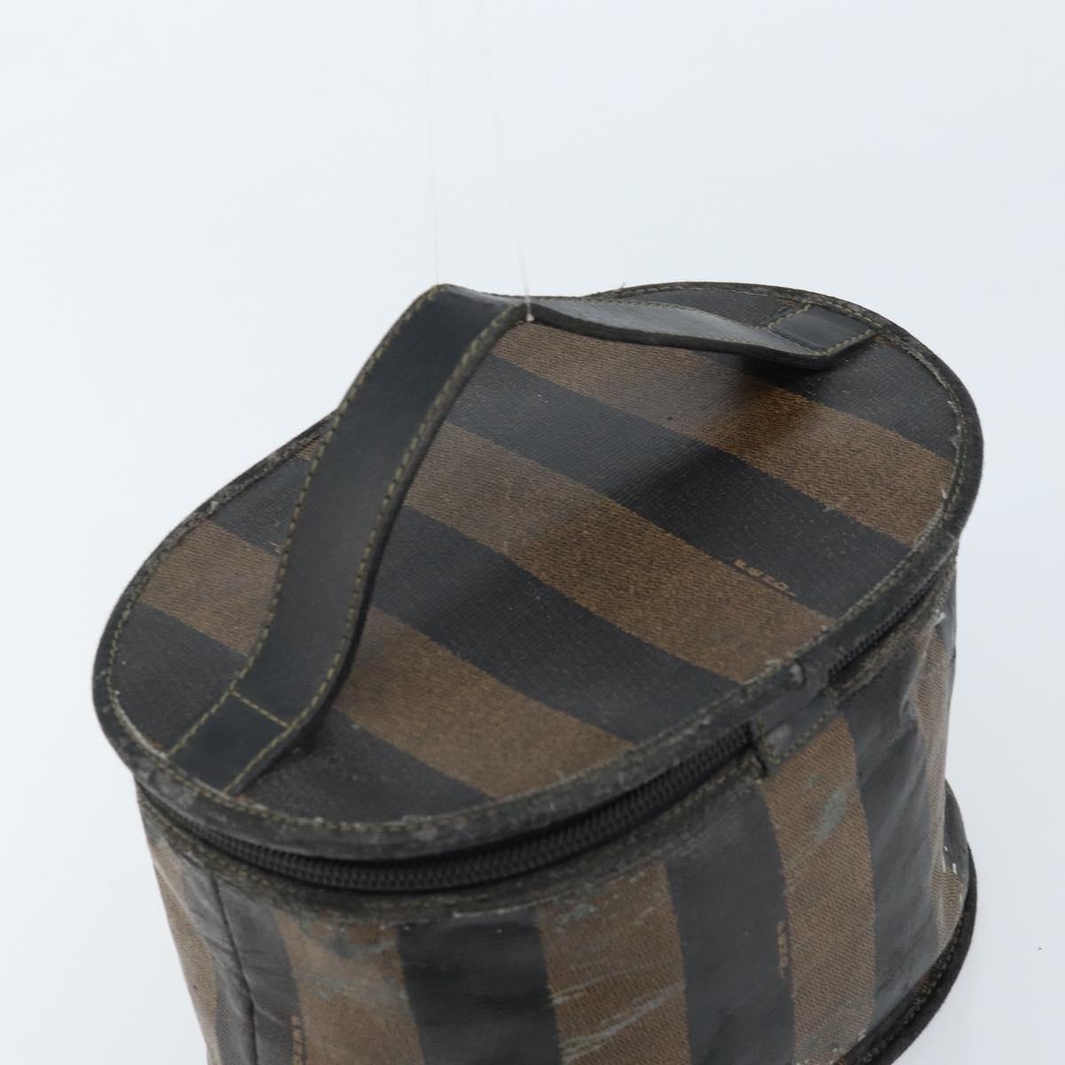 FENDI Pecan Canvas Vanity Pouch PVC Black Brown Auth kk639