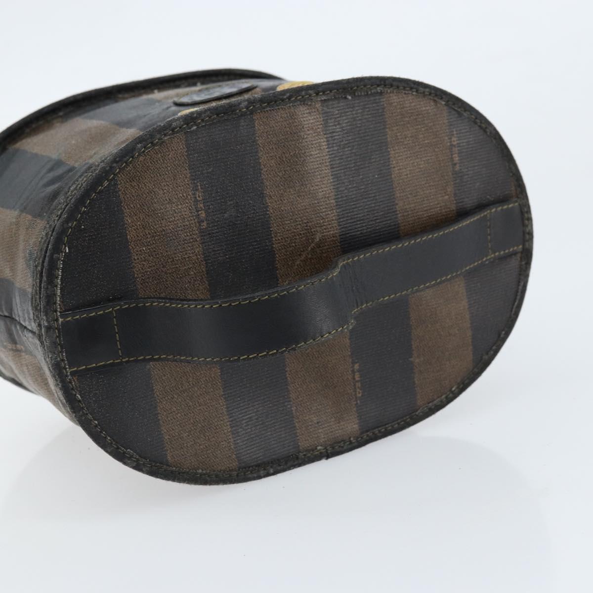 FENDI Pecan Canvas Vanity Pouch PVC Black Brown Auth kk639