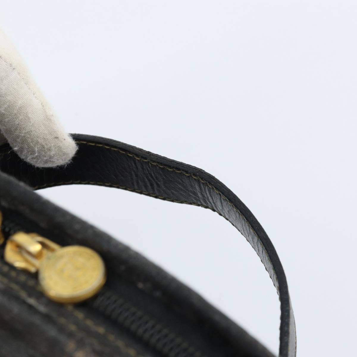 FENDI Pecan Canvas Vanity Pouch PVC Black Brown Auth kk639