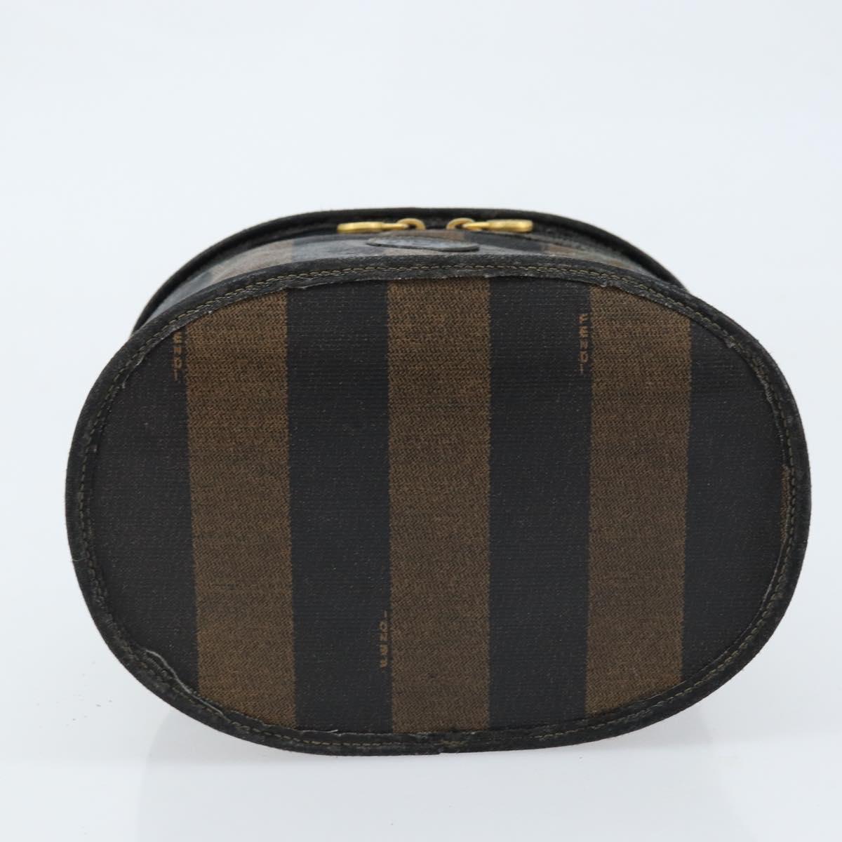 FENDI Pecan Canvas Vanity Pouch PVC Black Brown Auth kk639