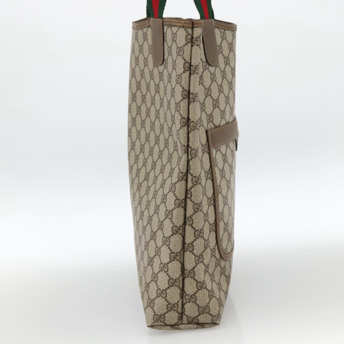 GUCCI GG Supreme Web Sherry Line Tote Bag PVC Beige Gold 39 02 003 Auth kk643