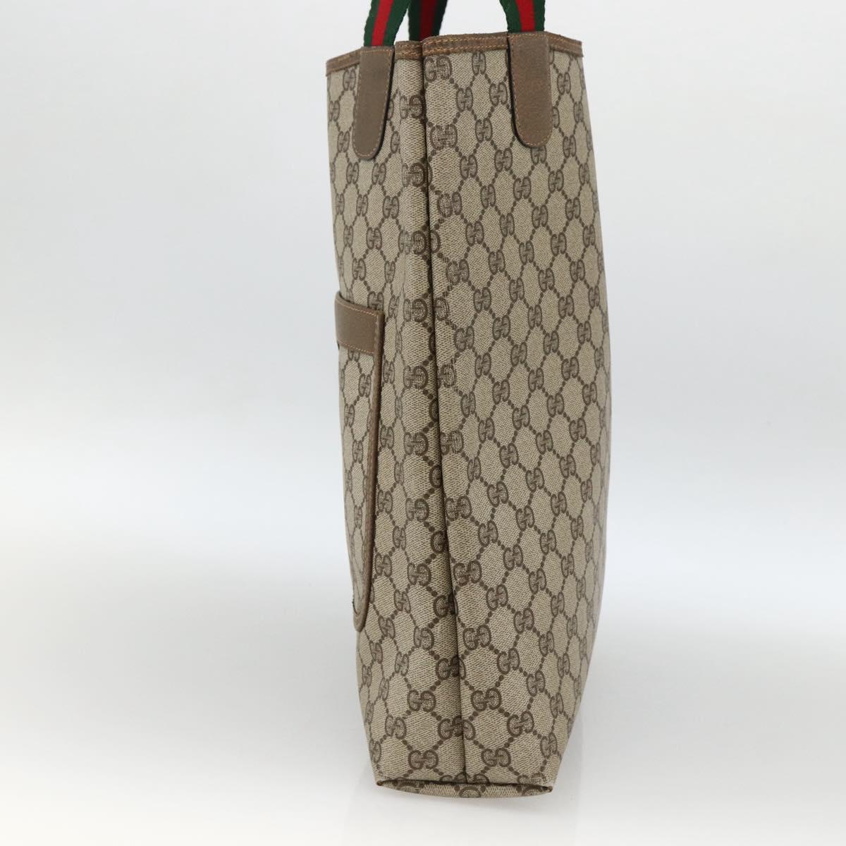 GUCCI GG Supreme Web Sherry Line Tote Bag PVC Beige Gold 39 02 003 Auth kk643