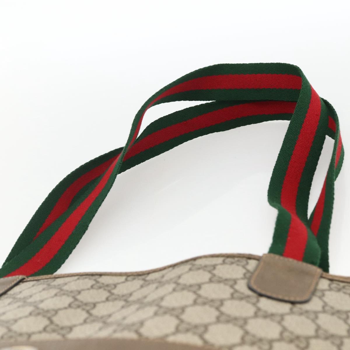 GUCCI GG Supreme Web Sherry Line Tote Bag PVC Beige Gold 39 02 003 Auth kk643