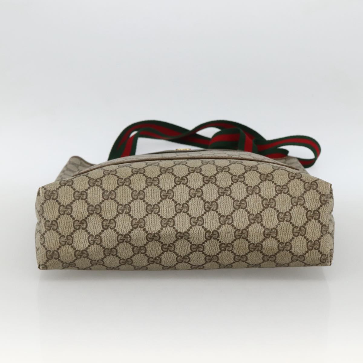 GUCCI GG Supreme Web Sherry Line Tote Bag PVC Beige Gold 39 02 003 Auth kk643