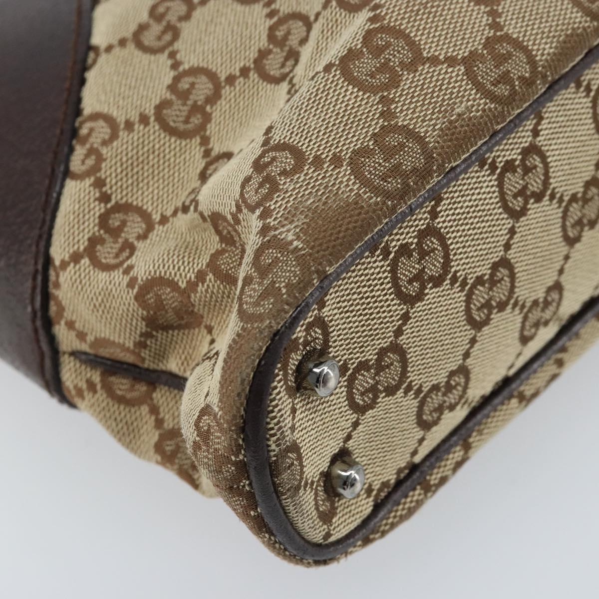 GUCCI GG Canvas Tote Bag Beige Silver 113015 Auth kk644