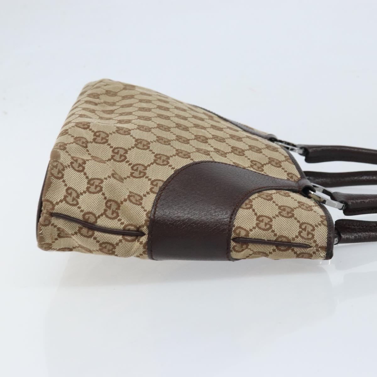 GUCCI GG Canvas Tote Bag Beige Silver 113015 Auth kk644