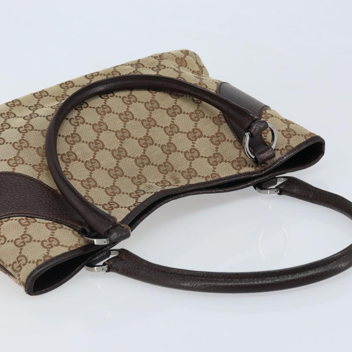 GUCCI GG Canvas Tote Bag Beige Silver 113015 Auth kk644