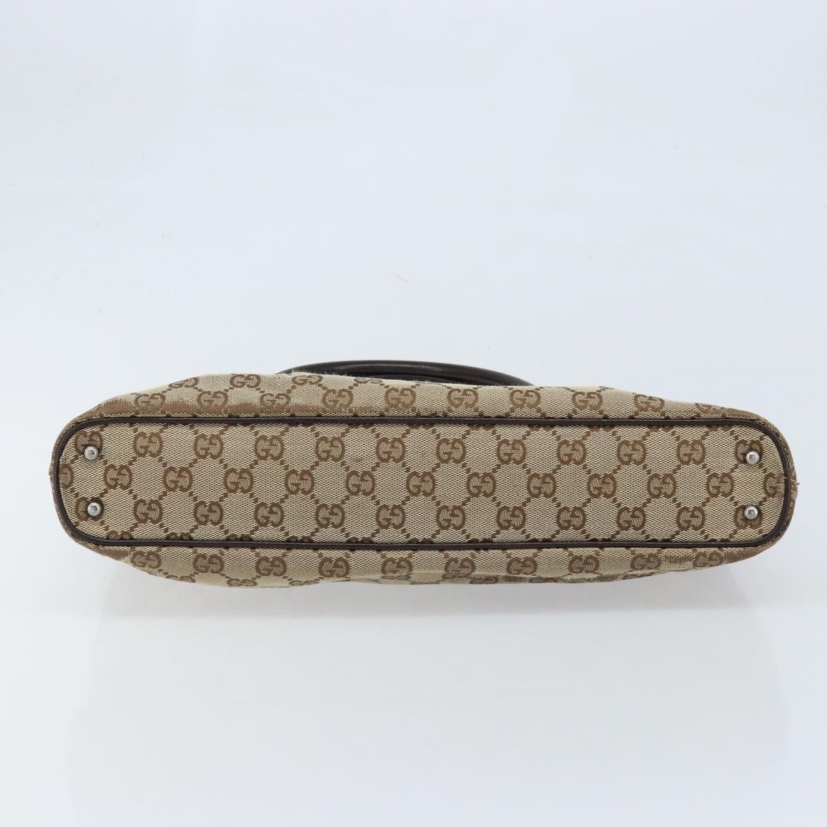 GUCCI GG Canvas Tote Bag Beige Silver 113015 Auth kk644