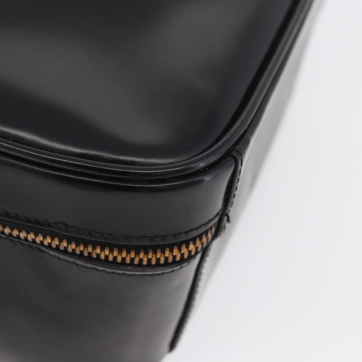 GUCCI Bamboo Vanity Hand Bag Patent leather 2way Black Gold Auth kk646