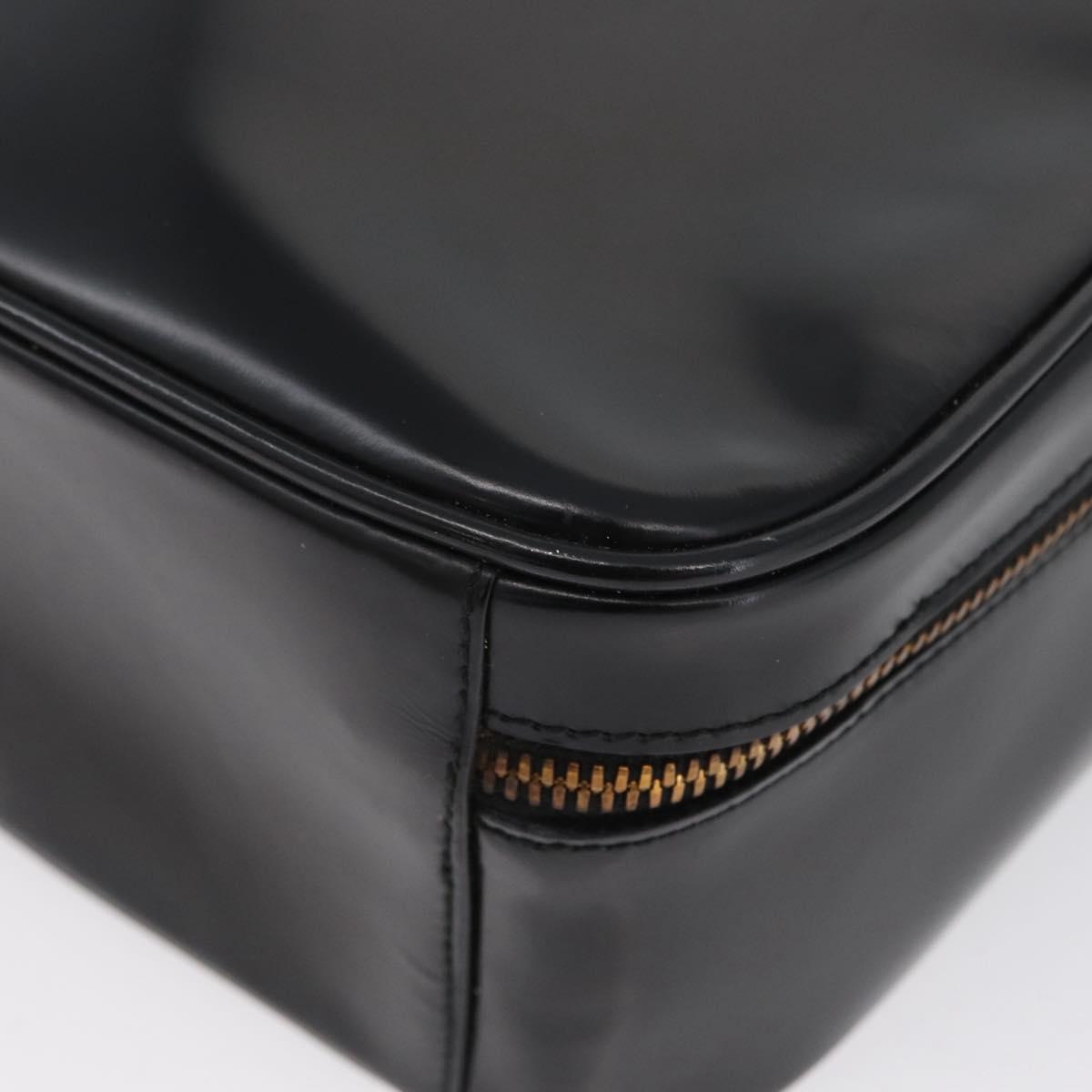 GUCCI Bamboo Vanity Hand Bag Patent leather 2way Black Gold Auth kk646