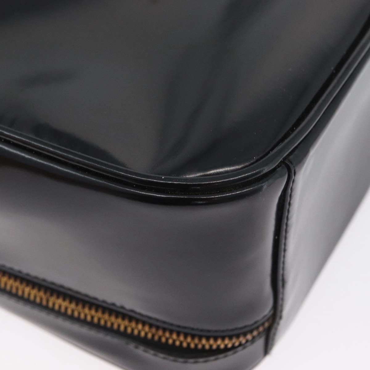 GUCCI Bamboo Vanity Hand Bag Patent leather 2way Black Gold Auth kk646