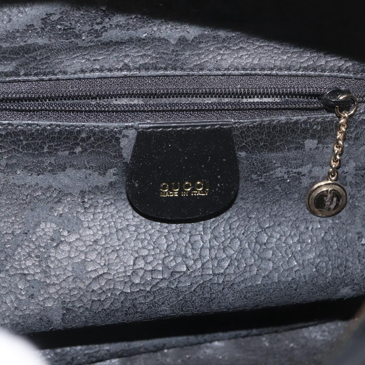 GUCCI Bamboo Vanity Hand Bag Patent leather 2way Black Gold Auth kk646