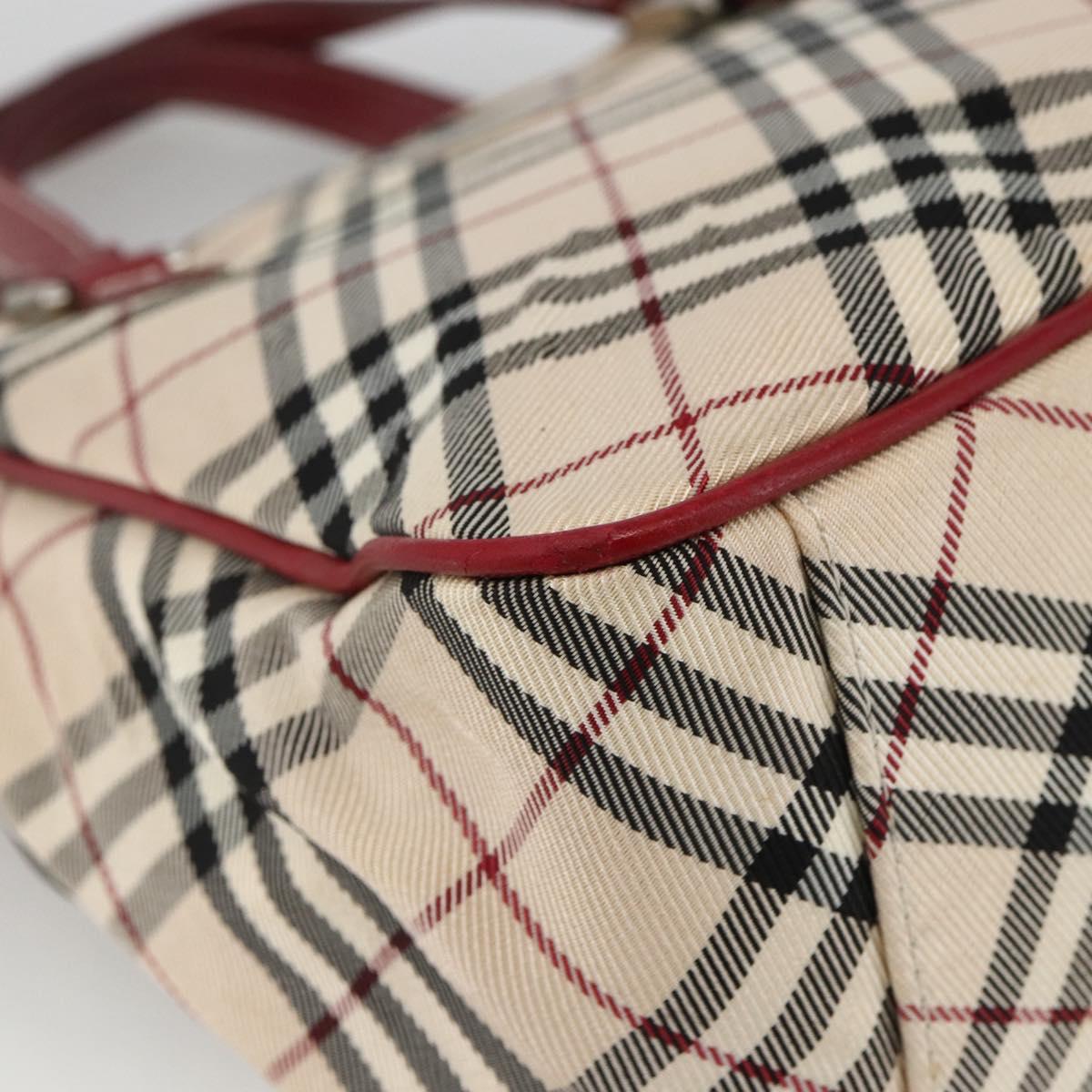 BURBERRY Nova Check Black label Hand Bag Nylon Silver Beige Auth kk648