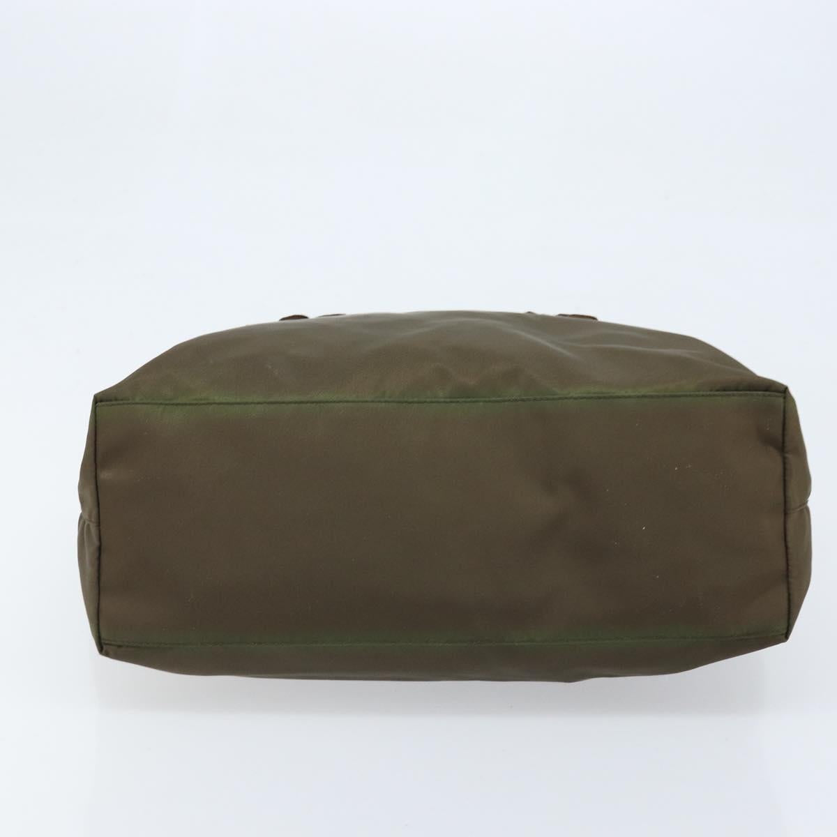 PRADA Tote Bag Nylon Green Silver Auth kk649
