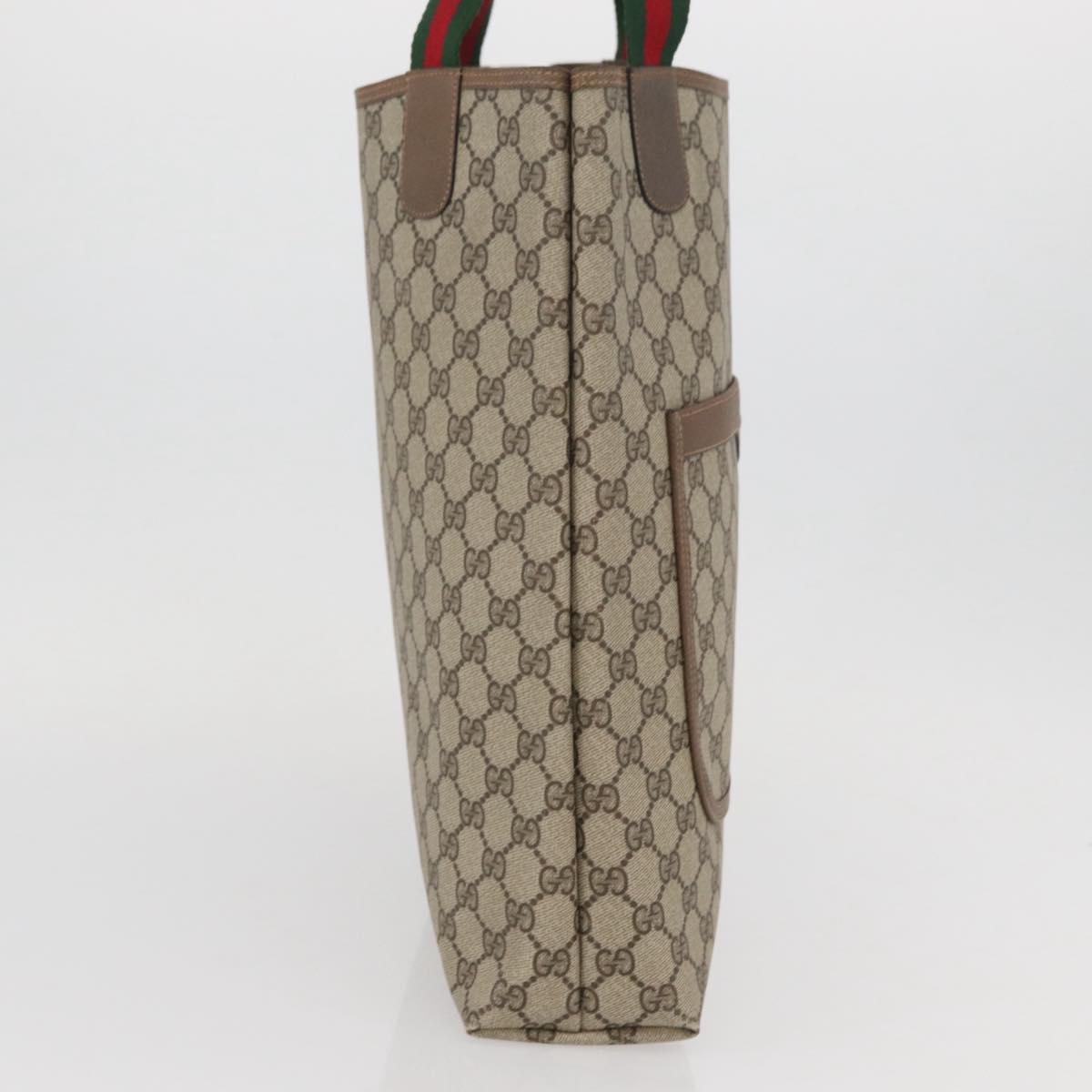 GUCCI GG Supreme Web Sherry Line Tote Bag PVC Beige Red 39 02 003 Auth kk650A