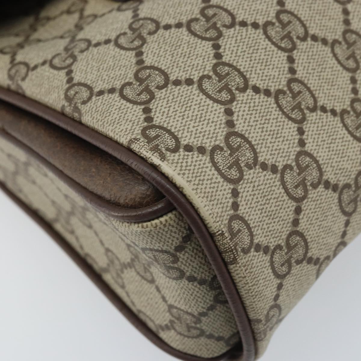 GUCCI GG Supreme Hand Bag PVC Gold Beige 116 02 080 Auth kk651