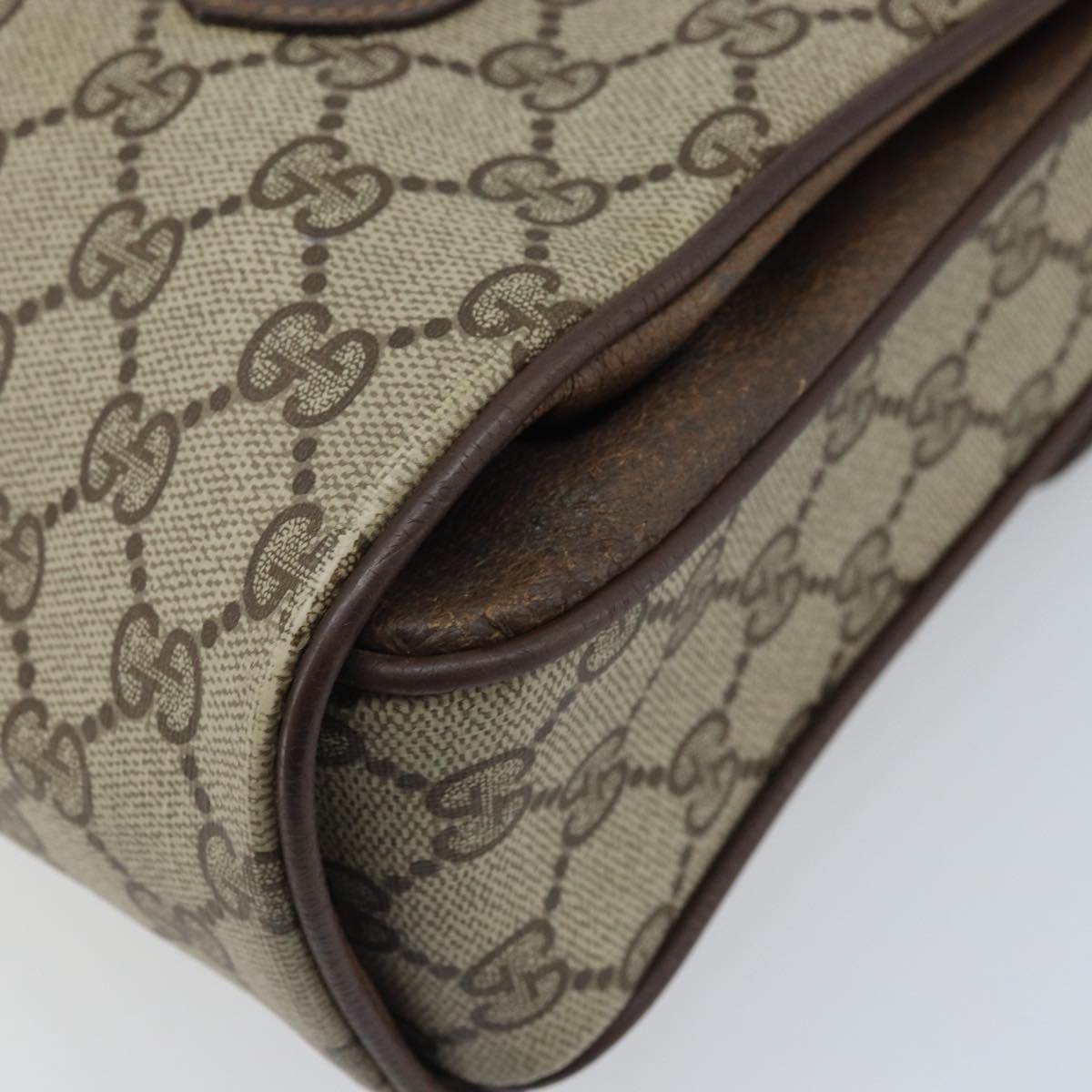 GUCCI GG Supreme Hand Bag PVC Gold Beige 116 02 080 Auth kk651
