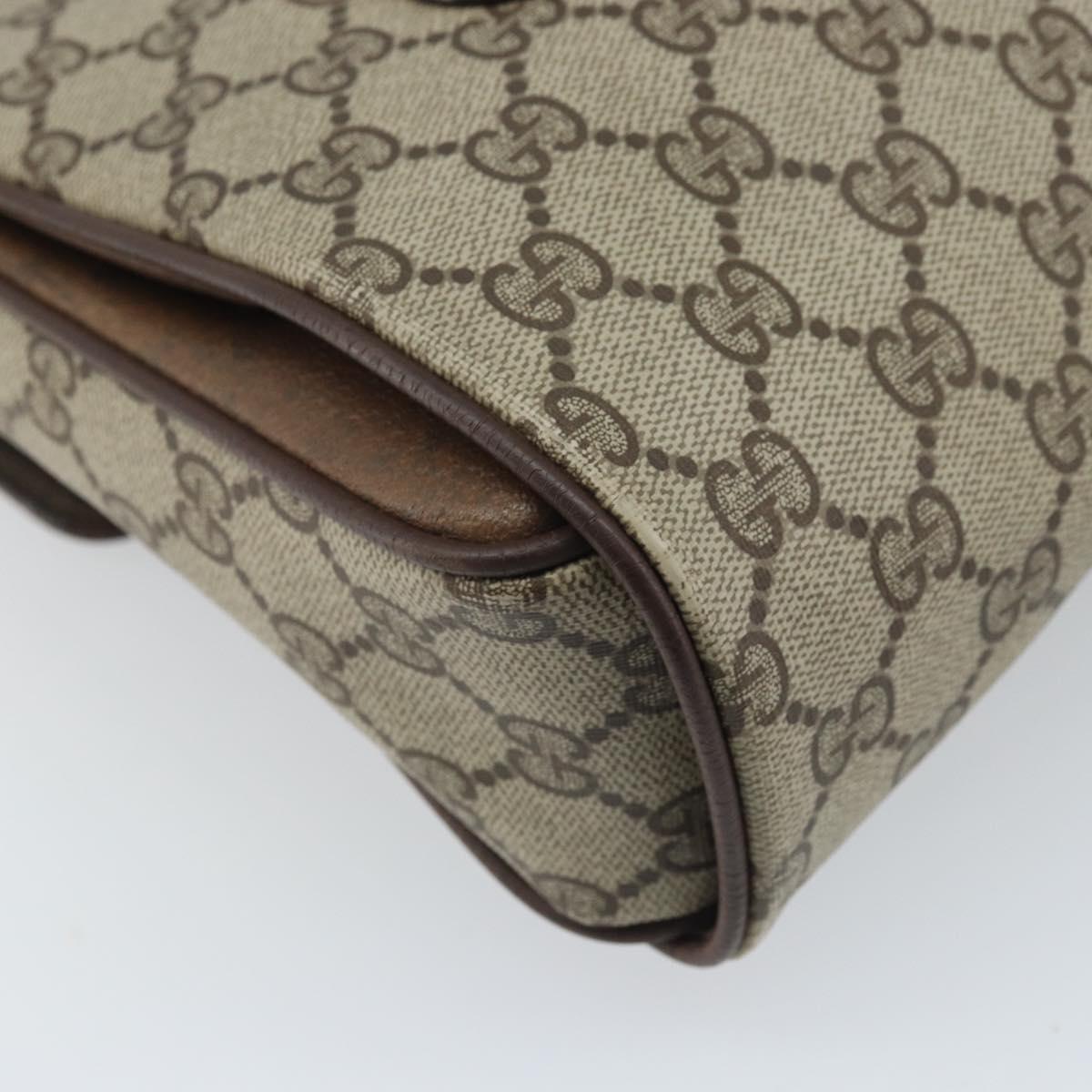 GUCCI GG Supreme Hand Bag PVC Gold Beige 116 02 080 Auth kk651
