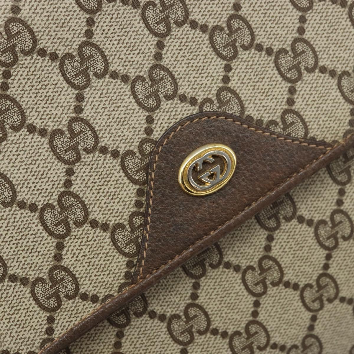 GUCCI GG Supreme Hand Bag PVC Gold Beige 116 02 080 Auth kk651