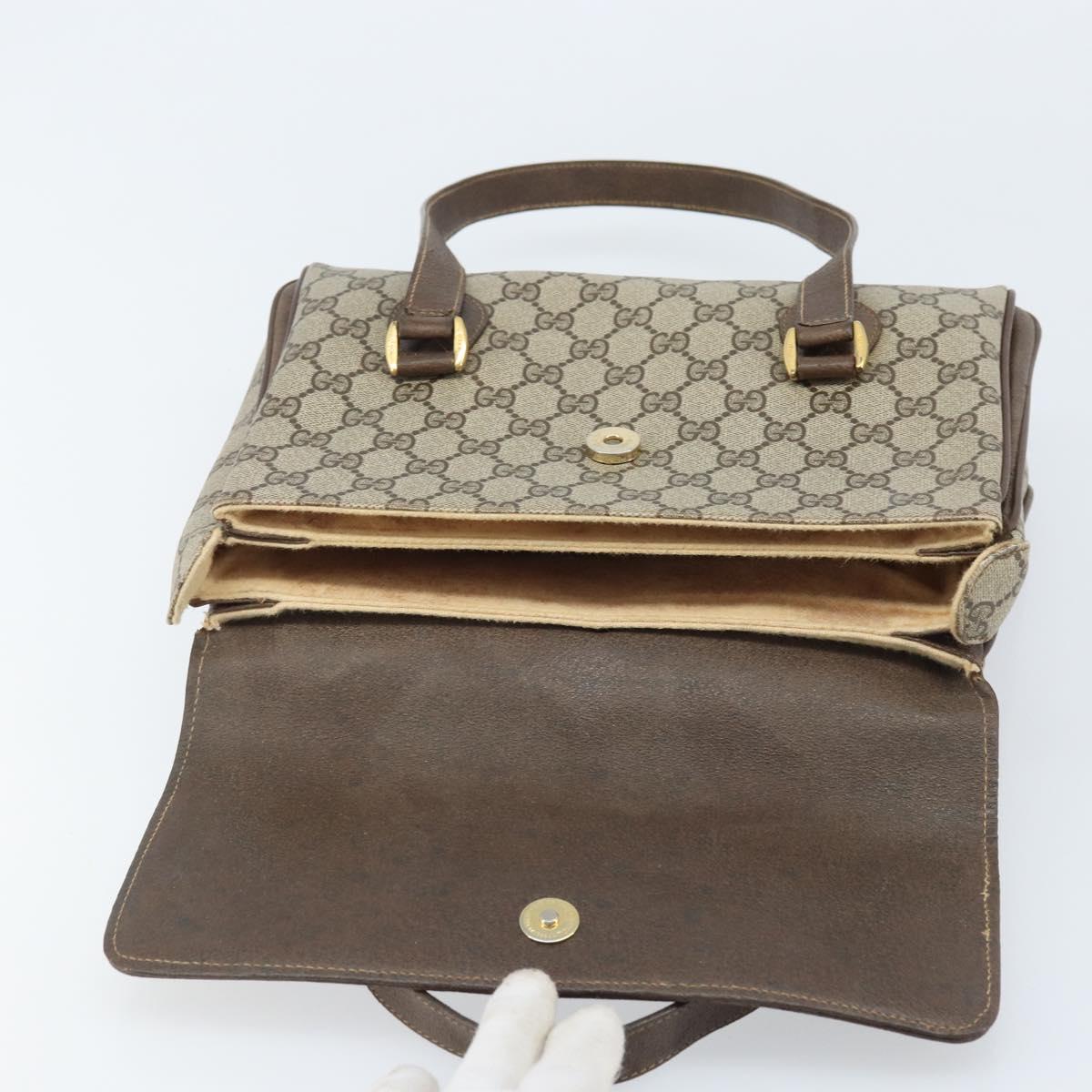 GUCCI GG Supreme Hand Bag PVC Gold Beige 116 02 080 Auth kk651