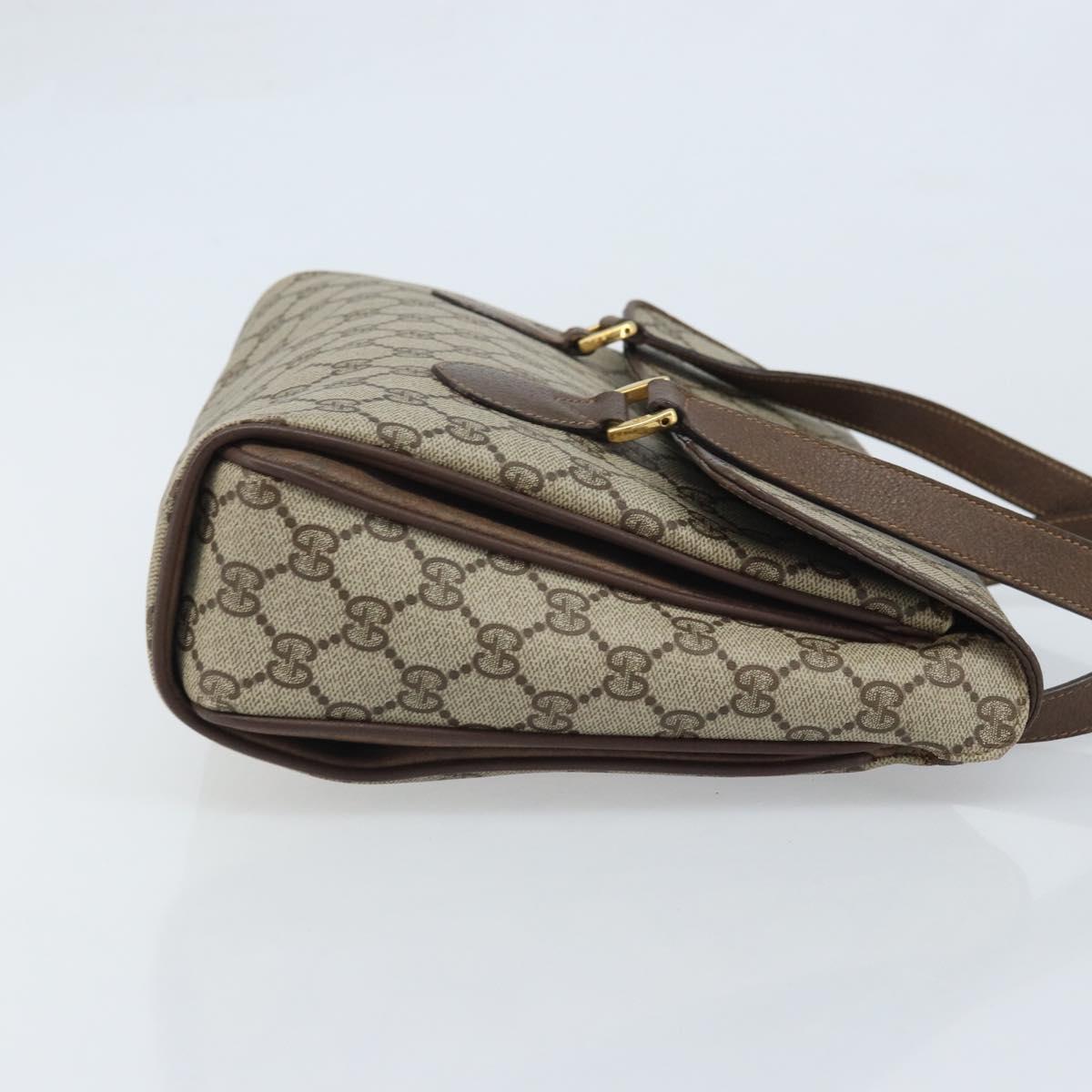 GUCCI GG Supreme Hand Bag PVC Gold Beige 116 02 080 Auth kk651