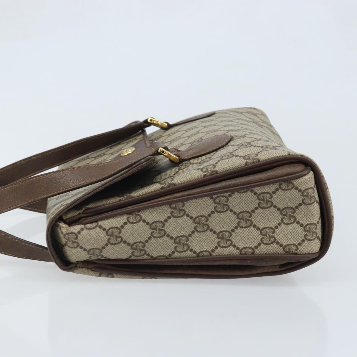 GUCCI GG Supreme Hand Bag PVC Gold Beige 116 02 080 Auth kk651