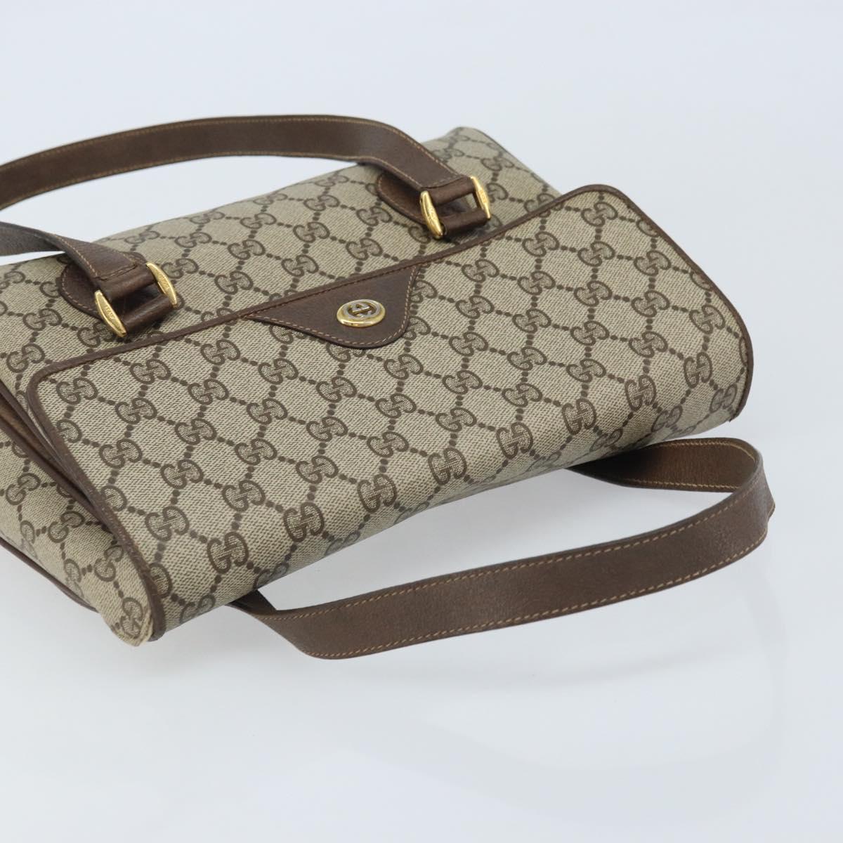 GUCCI GG Supreme Hand Bag PVC Gold Beige 116 02 080 Auth kk651
