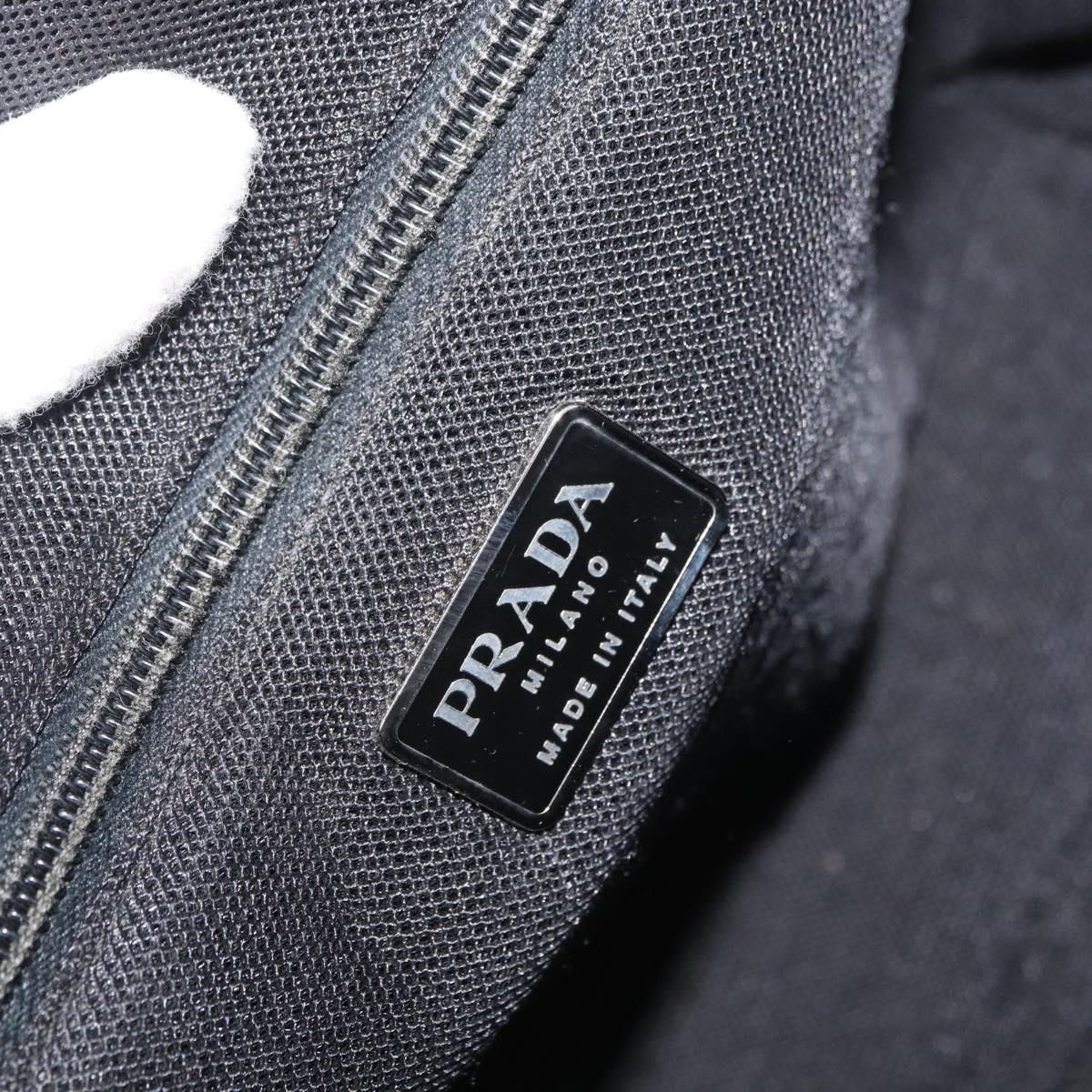 PRADA Tote Bag Nylon Black Silver Auth kk655