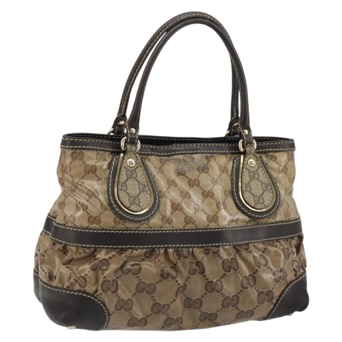 GUCCI GG Crystal Hand Bag Beige Gold 223964 Auth kk656