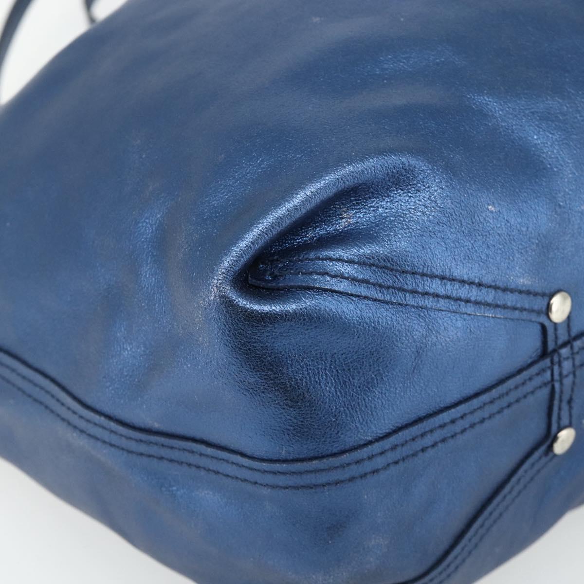 TIFFANY&Co. Tote Bag Leather Blue Silver Auth kk660A