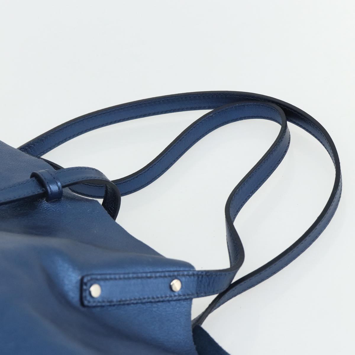 TIFFANY&Co. Tote Bag Leather Blue Silver Auth kk660A