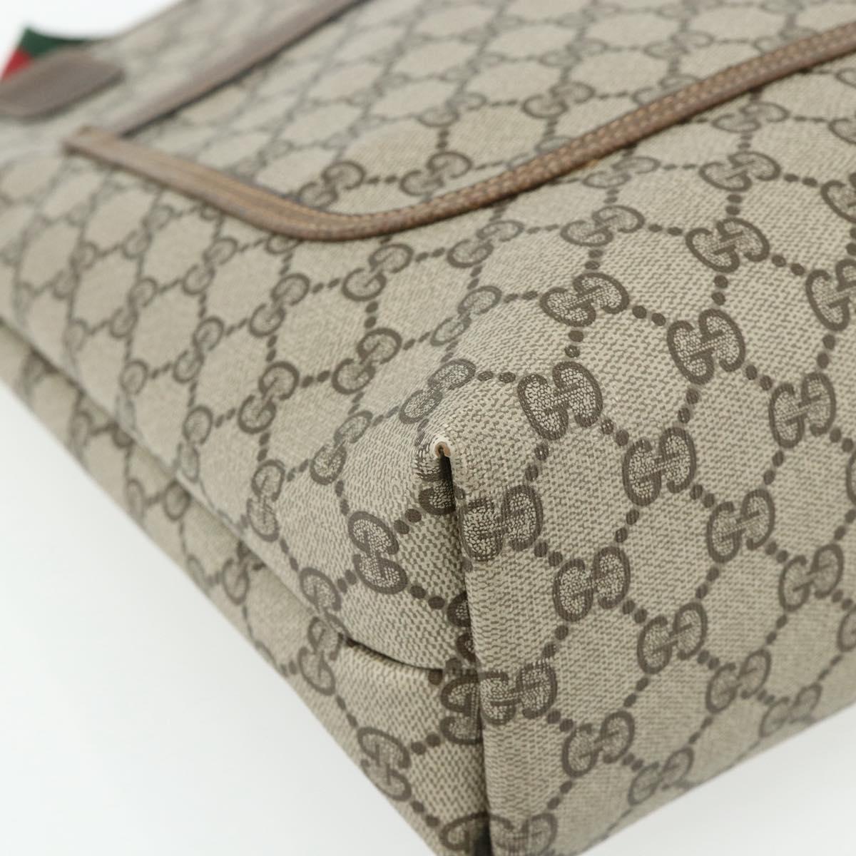 GUCCI GG Supreme Web Sherry Line Tote Bag PVC Beige Gold 39 02 003 Auth kk669A
