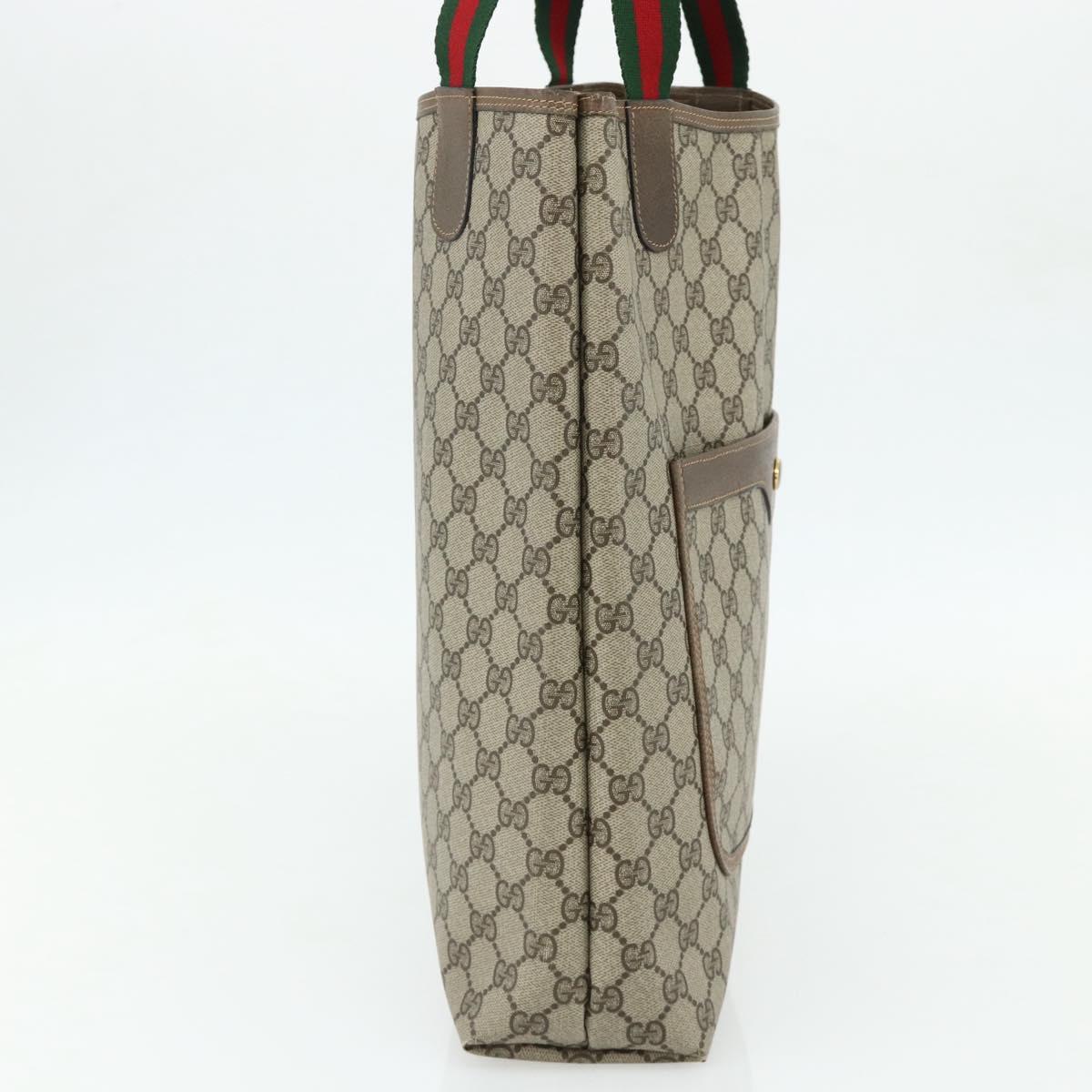 GUCCI GG Supreme Web Sherry Line Tote Bag PVC Beige Gold 39 02 003 Auth kk669A