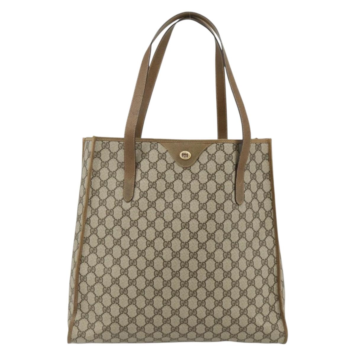 GUCCI GG Supreme Tote Bag PVC Beige Gold 40 02 998 Auth kk670