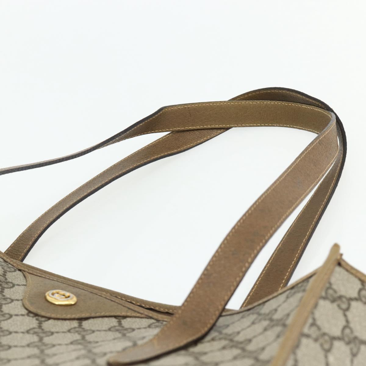 GUCCI GG Supreme Tote Bag PVC Beige Gold 40 02 998 Auth kk670