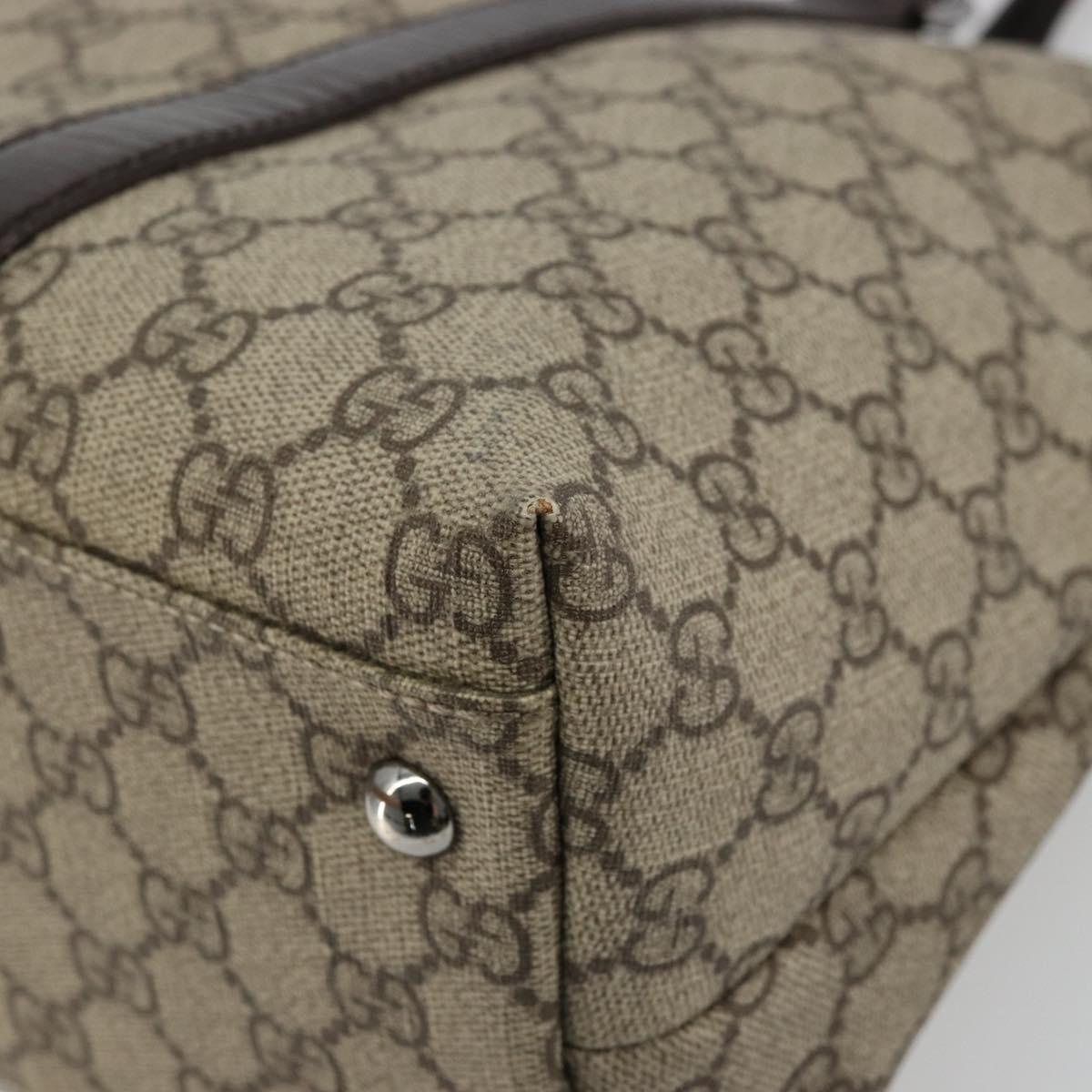 GUCCI GG Supreme Tote Bag PVC Beige Silver 114595 Auth kk671