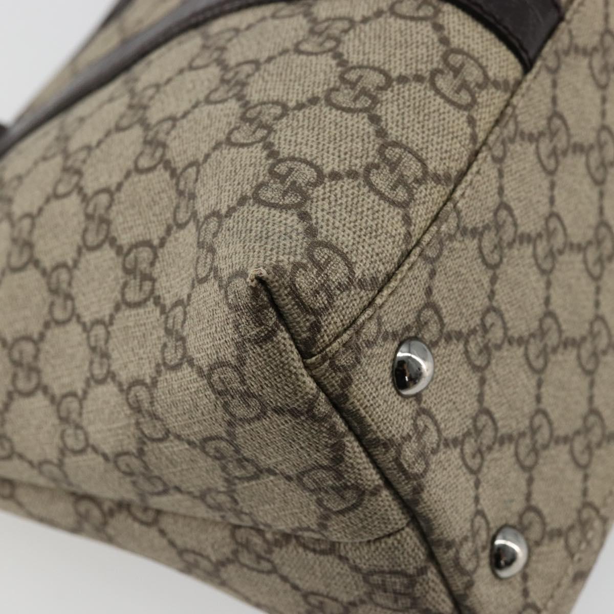 GUCCI GG Supreme Tote Bag PVC Beige Silver 114595 Auth kk671