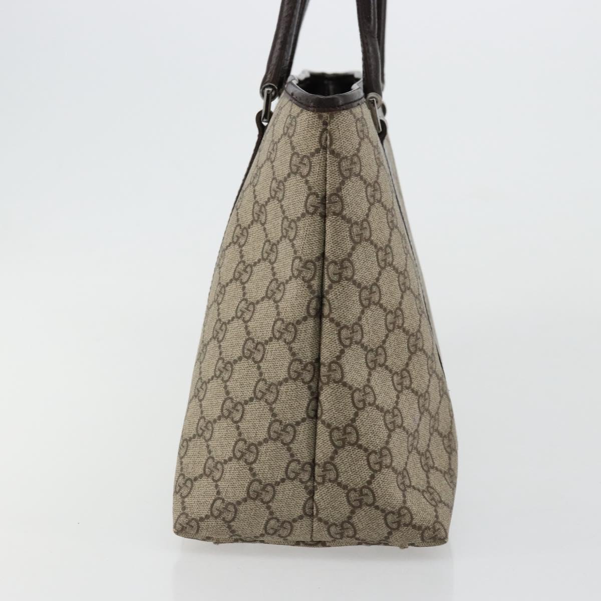 GUCCI GG Supreme Tote Bag PVC Beige Silver 114595 Auth kk671