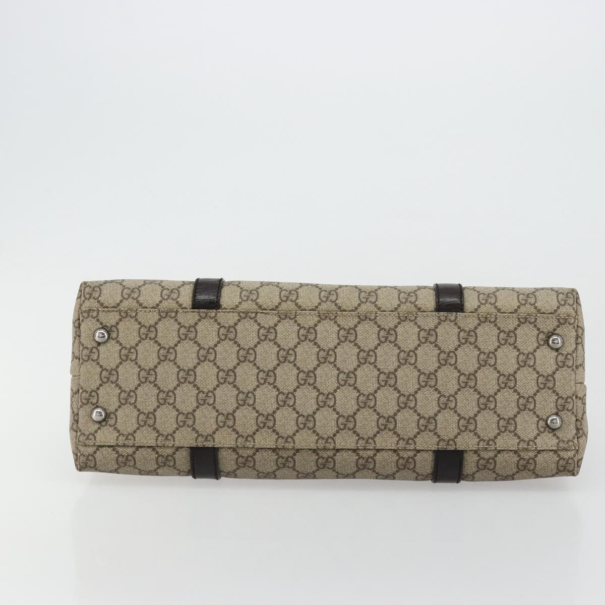 GUCCI GG Supreme Tote Bag PVC Beige Silver 114595 Auth kk671