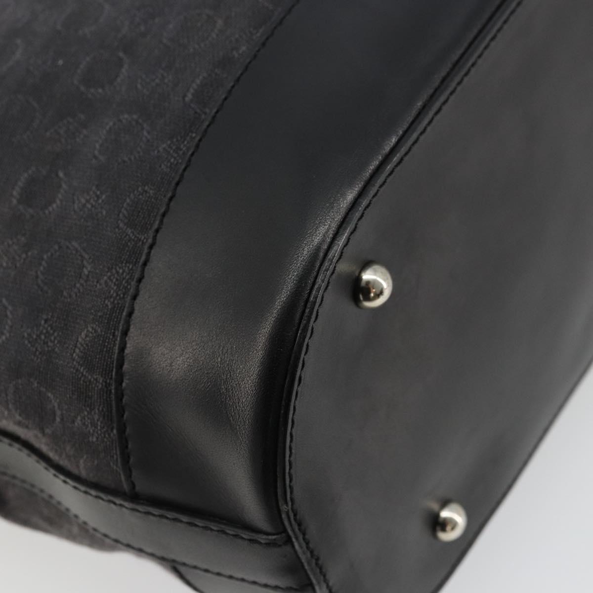 CELINE C Macadam Canvas Tote Bag Black Silver Auth kk672