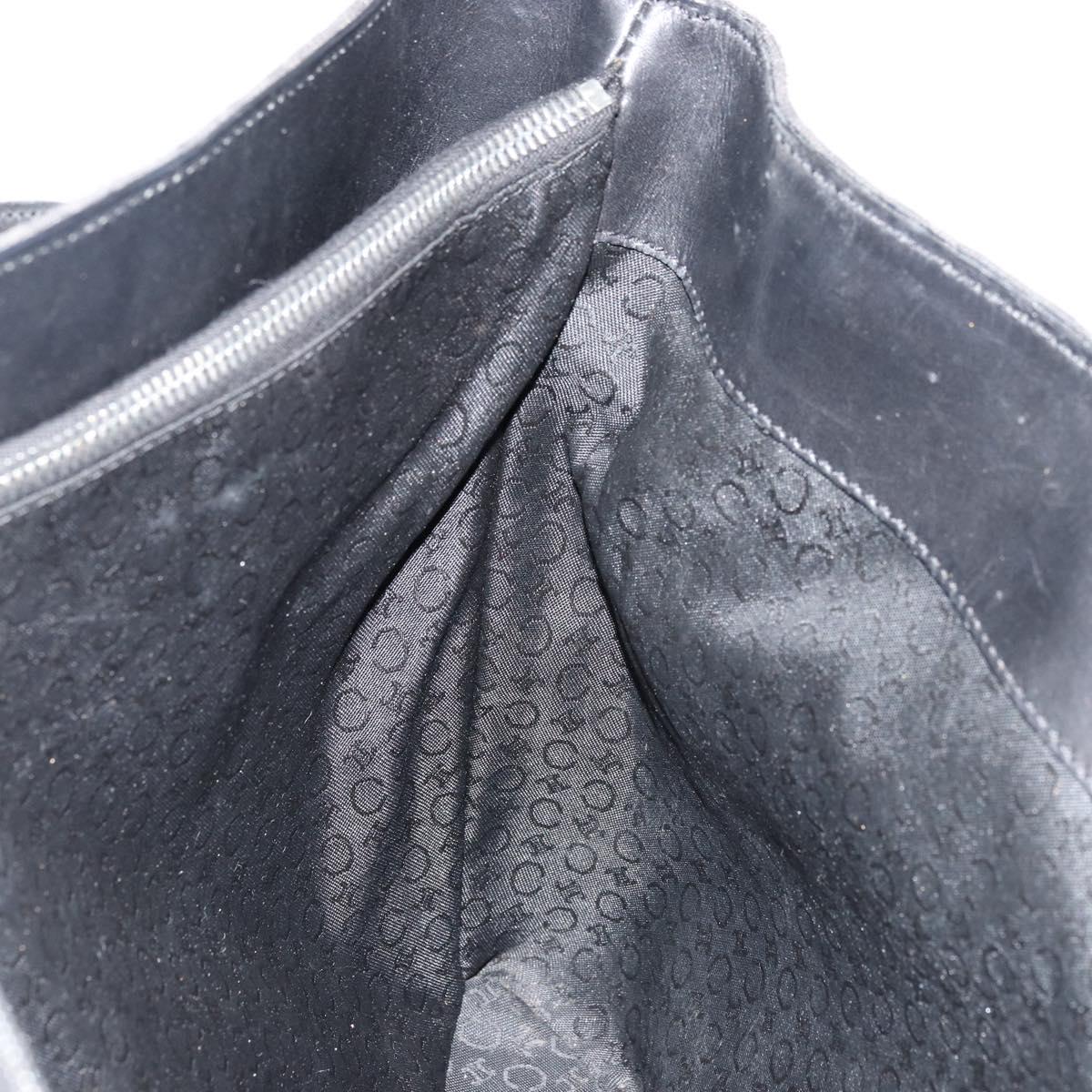 CELINE C Macadam Canvas Tote Bag Black Silver Auth kk672