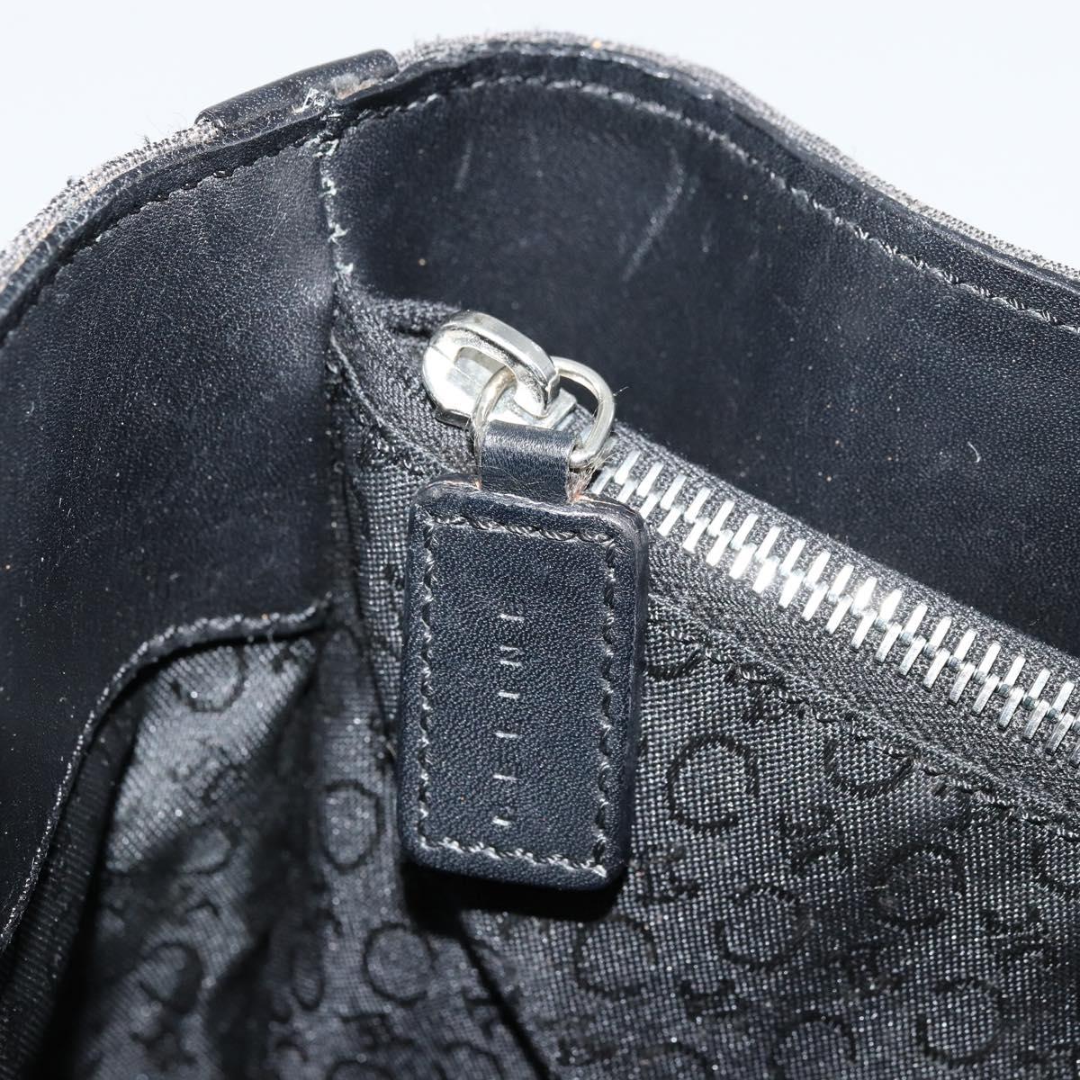 CELINE C Macadam Canvas Tote Bag Black Silver Auth kk672