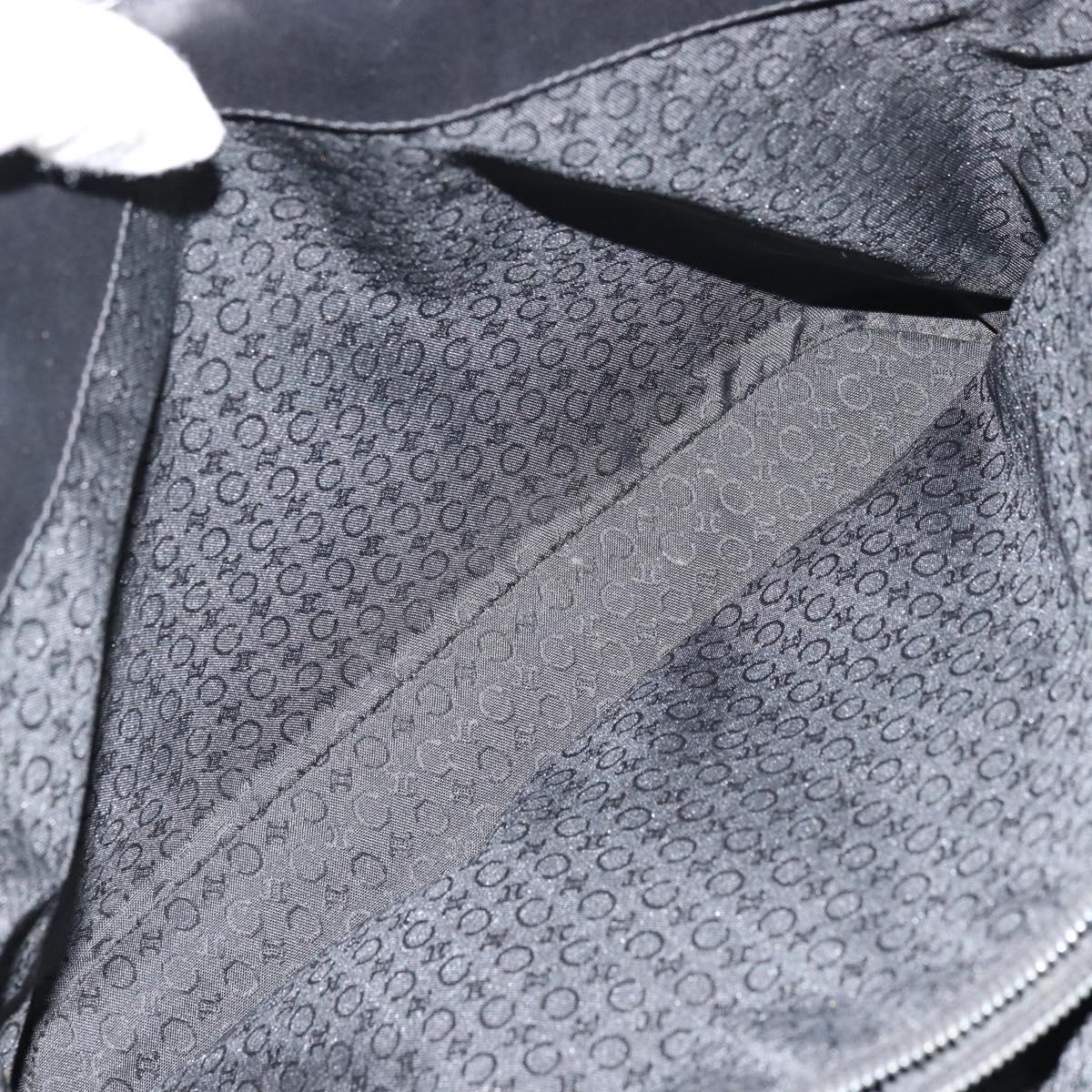 CELINE C Macadam Canvas Tote Bag Black Silver Auth kk672