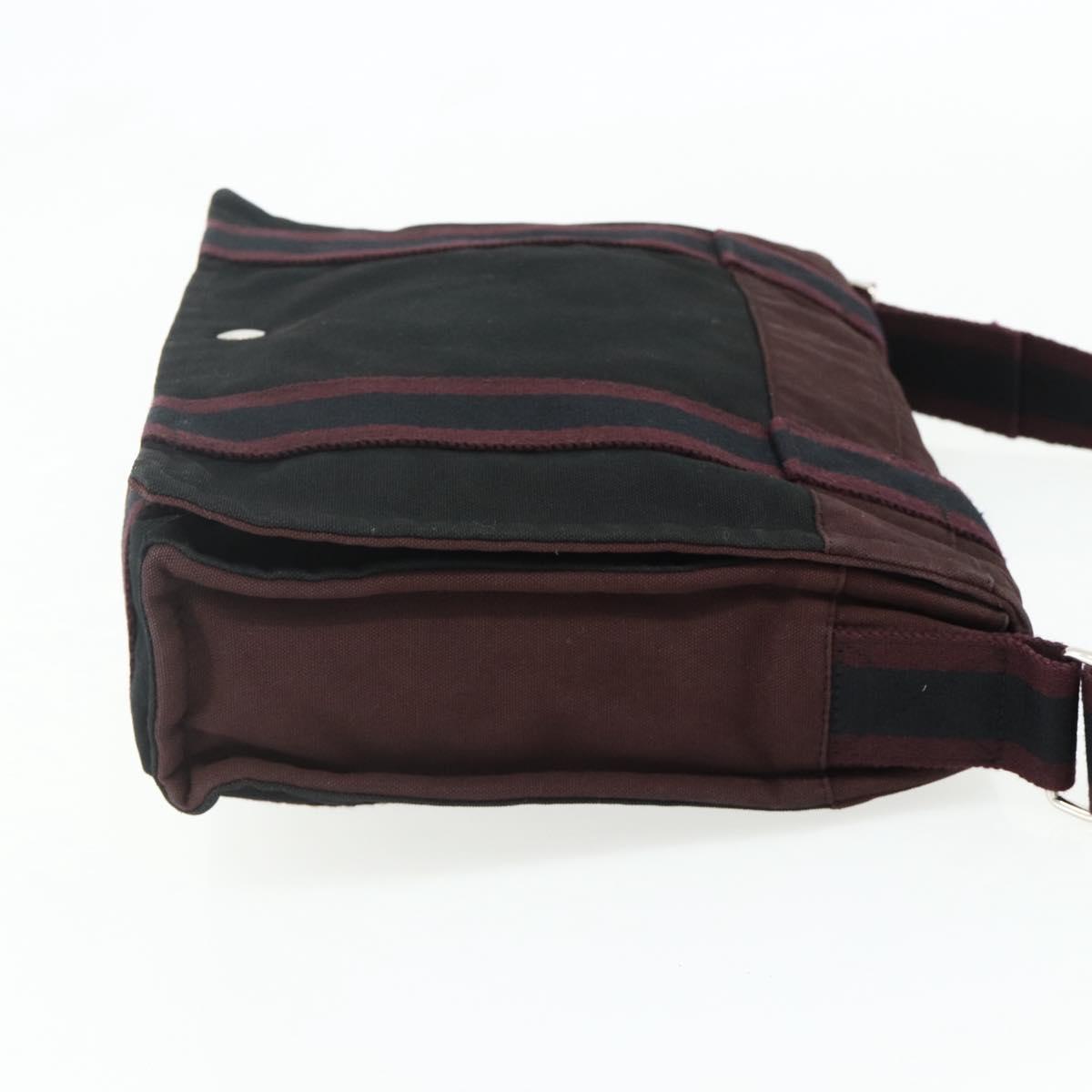 HERMES Fourre Tout Bassas PM Shoulder Bag Cotton Bordeaux Silver Auth kk674